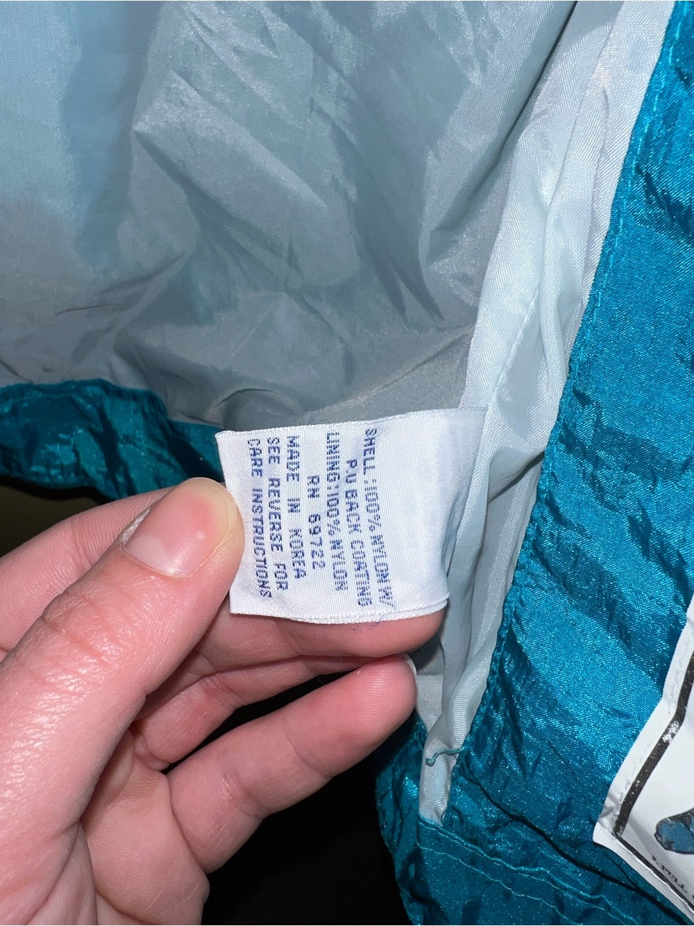 Mighty Mac Blue Nylon Outdoor Hooded Retro Windbreaker Rain Jacket 90’s Size L - Picture 12 of 12